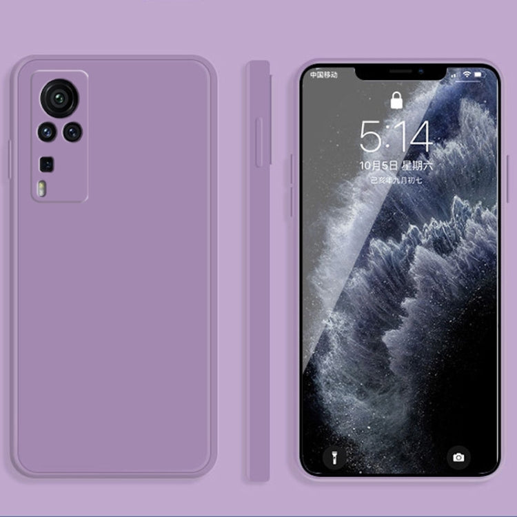 Solid Color Imitation Liquid Silicone Straight Edge Dropproof Full Coverage Protective Case, For vivo X60 Pro