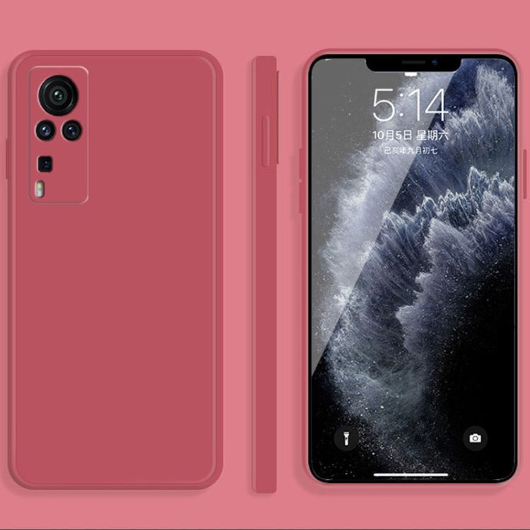 Solid Color Imitation Liquid Silicone Straight Edge Dropproof Full Coverage Protective Case, For vivo X60, For vivo X60 Pro