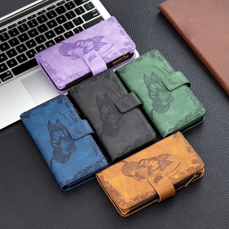 Flying Butterfly Embossing Pattern Zipper Horizontal Flip Leather Case with Holder & Card Slots & Wallet, For Samsung Galaxy S21 Ultra 5G, For Samsung Galaxy S21 FE