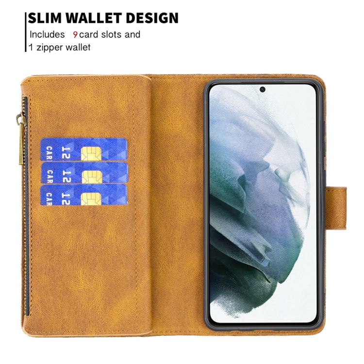 Flying Butterfly Embossing Pattern Zipper Horizontal Flip Leather Case with Holder & Card Slots & Wallet, For Samsung Galaxy S21 FE