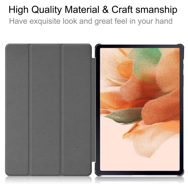 Custer Texture Horizontal Flip Leather Case with Three-folding Holder & Sleep / Wake-up Function, For Samsung Galaxy Tab S7 Lite T730 / T735
