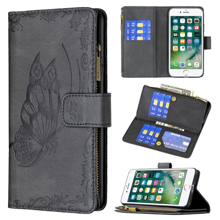 Flying Butterfly Embossing Pattern Zipper Horizontal Flip Leather Case with Holder & Card Slots & Wallet, For iPhone 8 / 7, For iPhone 8 Plus / 7 Plus, For iPhone XS / X, For iPhone XR, For iPhone XS Max, For iPhone 11, For iPhone 11 Pro               ...