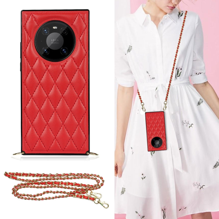 Elegant Rhombic Pattern Microfiber Leather +TPU Shockproof Case with Crossbody Strap Chain, For Huawei Mate 40 Pro, For Huawei Mate 20, For Huawei Mate 20 Lite, For Huawei Mate 20 Pro, For Huawei Mate 30, For Huawei P30 Pro, For Huawei P30 Lite        ...