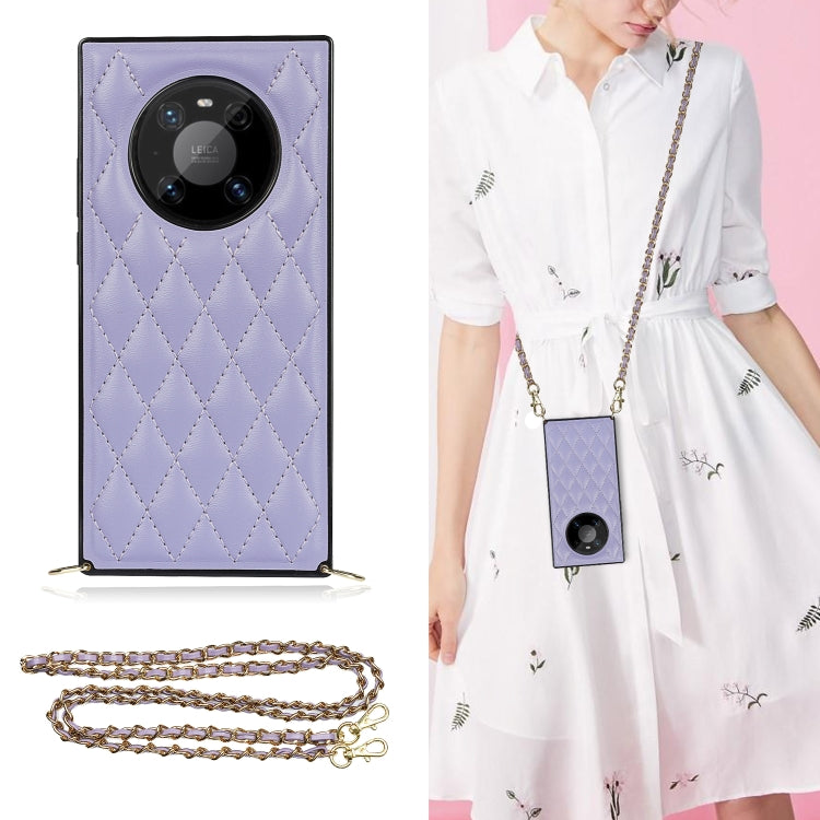 Elegant Rhombic Pattern Microfiber Leather +TPU Shockproof Case with Crossbody Strap Chain, For Huawei Mate 40 Pro, For Huawei Mate 20, For Huawei Mate 20 Lite, For Huawei Mate 20 Pro, For Huawei Mate 30, For Huawei P30 Pro, For Huawei P30 Lite        ...