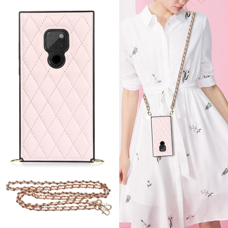 Elegant Rhombic Pattern Microfiber Leather +TPU Shockproof Case with Crossbody Strap Chain, For Huawei Mate 40 Pro, For Huawei Mate 20, For Huawei Mate 20 Lite, For Huawei Mate 20 Pro, For Huawei Mate 30, For Huawei P30 Pro, For Huawei P30 Lite        ...
