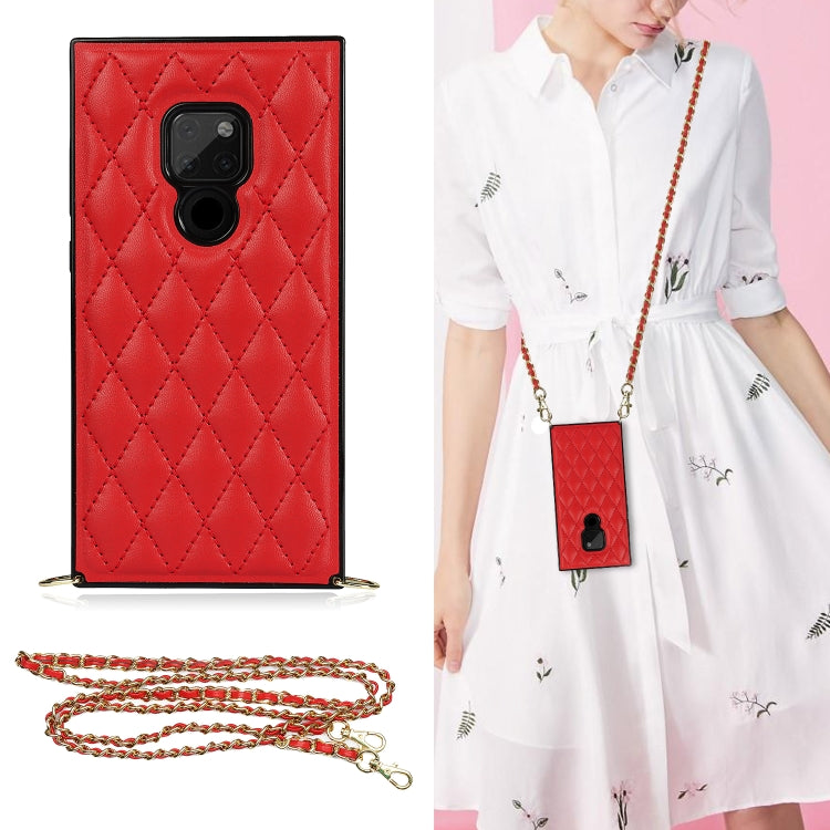 Elegant Rhombic Pattern Microfiber Leather +TPU Shockproof Case with Crossbody Strap Chain, For Huawei Mate 40 Pro, For Huawei Mate 20, For Huawei Mate 20 Lite, For Huawei Mate 20 Pro, For Huawei Mate 30, For Huawei P30 Pro, For Huawei P30 Lite        ...