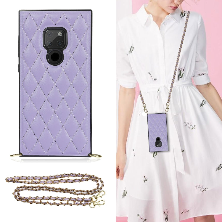 Elegant Rhombic Pattern Microfiber Leather +TPU Shockproof Case with Crossbody Strap Chain, For Huawei Mate 40 Pro, For Huawei Mate 20, For Huawei Mate 20 Lite, For Huawei Mate 20 Pro, For Huawei Mate 30, For Huawei P30 Pro, For Huawei P30 Lite        ...