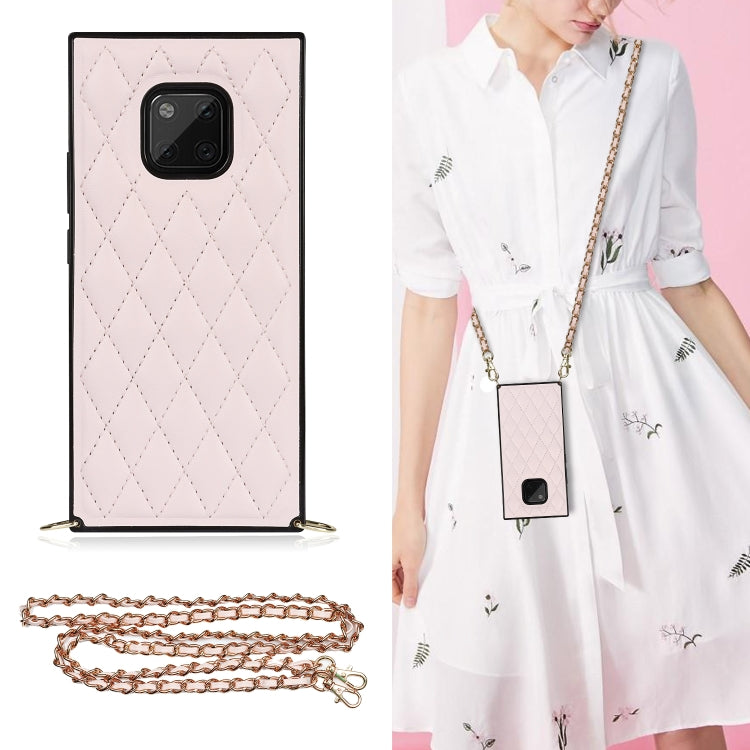 Elegant Rhombic Pattern Microfiber Leather +TPU Shockproof Case with Crossbody Strap Chain, For Huawei Mate 40 Pro, For Huawei Mate 20, For Huawei Mate 20 Lite, For Huawei Mate 20 Pro, For Huawei Mate 30, For Huawei P30 Pro, For Huawei P30 Lite        ...