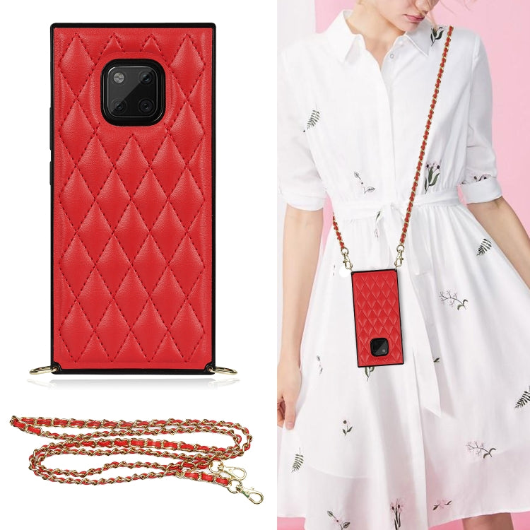 Elegant Rhombic Pattern Microfiber Leather +TPU Shockproof Case with Crossbody Strap Chain, For Huawei Mate 40 Pro, For Huawei Mate 20, For Huawei Mate 20 Lite, For Huawei Mate 20 Pro, For Huawei Mate 30, For Huawei P30 Pro, For Huawei P30 Lite        ...