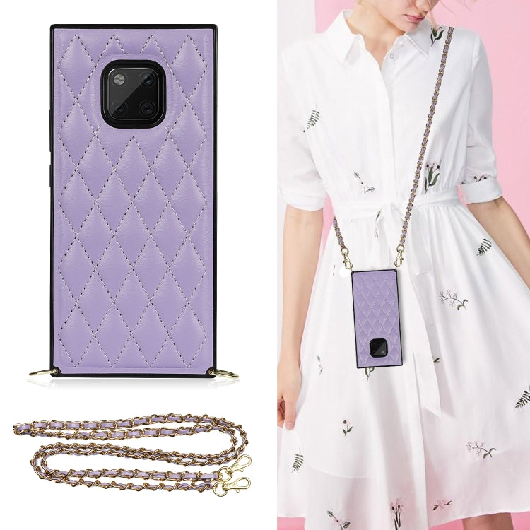 Elegant Rhombic Pattern Microfiber Leather +TPU Shockproof Case with Crossbody Strap Chain, For Huawei Mate 40 Pro, For Huawei Mate 20, For Huawei Mate 20 Lite, For Huawei Mate 20 Pro, For Huawei Mate 30, For Huawei P30 Pro, For Huawei P30 Lite        ...
