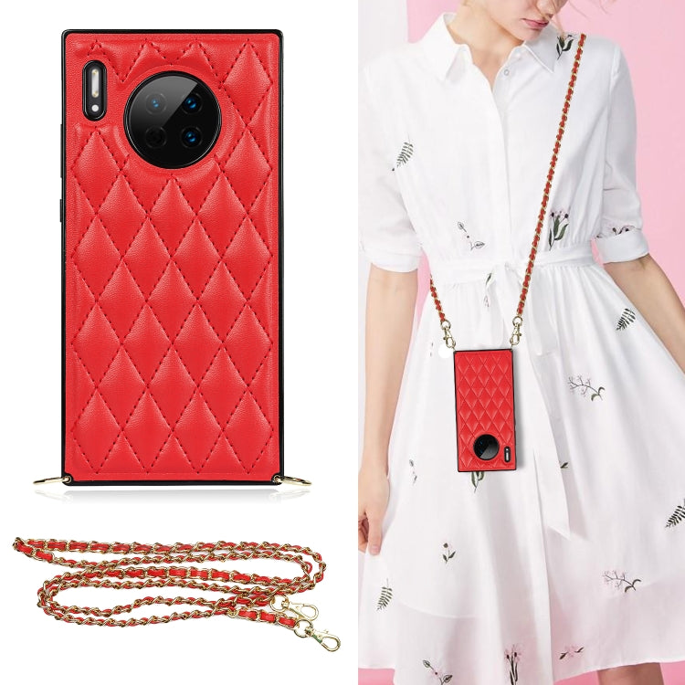 Elegant Rhombic Pattern Microfiber Leather +TPU Shockproof Case with Crossbody Strap Chain, For Huawei Mate 40 Pro, For Huawei Mate 20, For Huawei Mate 20 Lite, For Huawei Mate 20 Pro, For Huawei Mate 30, For Huawei P30 Pro, For Huawei P30 Lite        ...