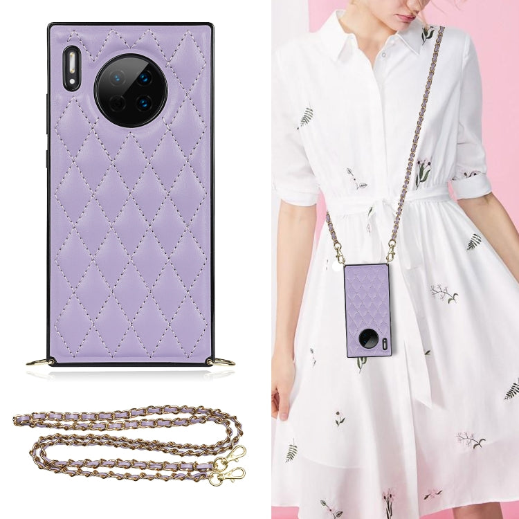 Elegant Rhombic Pattern Microfiber Leather +TPU Shockproof Case with Crossbody Strap Chain, For Huawei Mate 40 Pro, For Huawei Mate 20, For Huawei Mate 20 Lite, For Huawei Mate 20 Pro, For Huawei Mate 30, For Huawei P30 Pro, For Huawei P30 Lite        ...