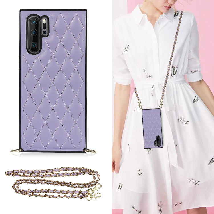 Elegant Rhombic Pattern Microfiber Leather +TPU Shockproof Case with Crossbody Strap Chain, For Huawei Mate 40 Pro, For Huawei Mate 20, For Huawei Mate 20 Lite, For Huawei Mate 20 Pro, For Huawei Mate 30, For Huawei P30 Pro, For Huawei P30 Lite        ...