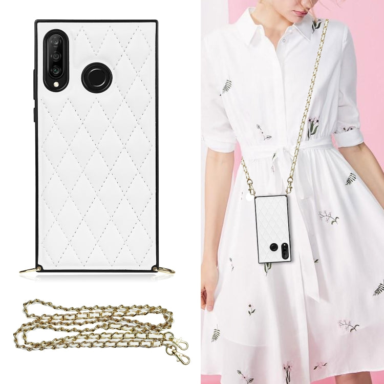 Elegant Rhombic Pattern Microfiber Leather +TPU Shockproof Case with Crossbody Strap Chain, For Huawei Mate 40 Pro, For Huawei Mate 20, For Huawei Mate 20 Lite, For Huawei Mate 20 Pro, For Huawei Mate 30, For Huawei P30 Pro, For Huawei P30 Lite        ...