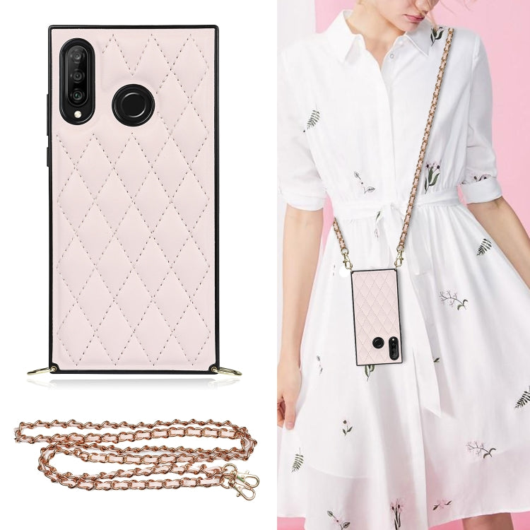Elegant Rhombic Pattern Microfiber Leather +TPU Shockproof Case with Crossbody Strap Chain, For Huawei Mate 40 Pro, For Huawei Mate 20, For Huawei Mate 20 Lite, For Huawei Mate 20 Pro, For Huawei Mate 30, For Huawei P30 Pro, For Huawei P30 Lite        ...