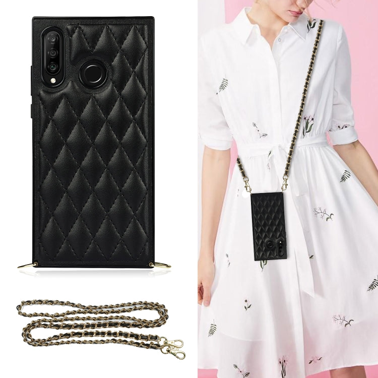 Elegant Rhombic Pattern Microfiber Leather +TPU Shockproof Case with Crossbody Strap Chain, For Huawei Mate 40 Pro, For Huawei Mate 20, For Huawei Mate 20 Lite, For Huawei Mate 20 Pro, For Huawei Mate 30, For Huawei P30 Pro, For Huawei P30 Lite        ...
