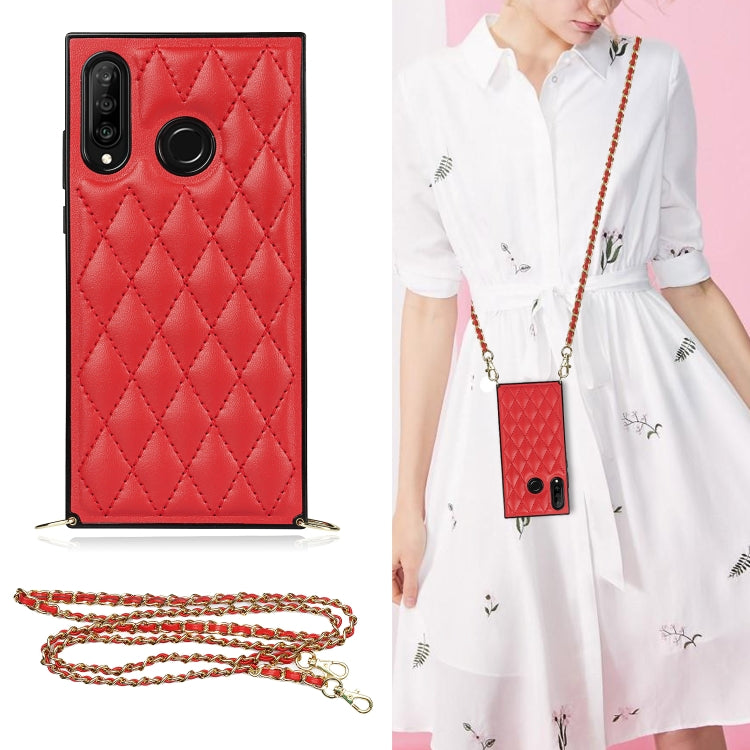 Elegant Rhombic Pattern Microfiber Leather +TPU Shockproof Case with Crossbody Strap Chain, For Huawei Mate 40 Pro, For Huawei Mate 20, For Huawei Mate 20 Lite, For Huawei Mate 20 Pro, For Huawei Mate 30, For Huawei P30 Pro, For Huawei P30 Lite        ...