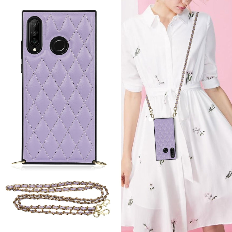 Elegant Rhombic Pattern Microfiber Leather +TPU Shockproof Case with Crossbody Strap Chain, For Huawei Mate 40 Pro, For Huawei Mate 20, For Huawei Mate 20 Lite, For Huawei Mate 20 Pro, For Huawei Mate 30, For Huawei P30 Pro, For Huawei P30 Lite        ...