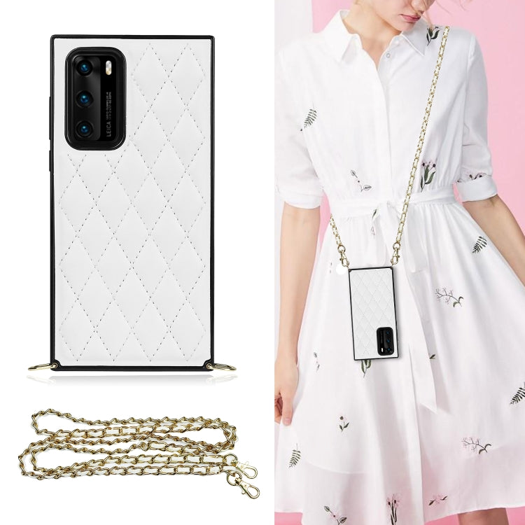 Elegant Rhombic Pattern Microfiber Leather +TPU Shockproof Case with Crossbody Strap Chain, For Huawei Mate 40 Pro, For Huawei Mate 20, For Huawei Mate 20 Lite, For Huawei Mate 20 Pro, For Huawei Mate 30, For Huawei P30 Pro, For Huawei P30 Lite        ...