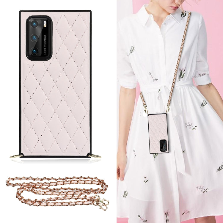 Elegant Rhombic Pattern Microfiber Leather +TPU Shockproof Case with Crossbody Strap Chain, For Huawei Mate 40 Pro, For Huawei Mate 20, For Huawei Mate 20 Lite, For Huawei Mate 20 Pro, For Huawei Mate 30, For Huawei P30 Pro, For Huawei P30 Lite        ...