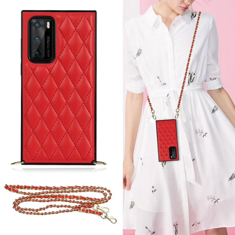 Elegant Rhombic Pattern Microfiber Leather +TPU Shockproof Case with Crossbody Strap Chain, For Huawei Mate 40 Pro, For Huawei Mate 20, For Huawei Mate 20 Lite, For Huawei Mate 20 Pro, For Huawei Mate 30, For Huawei P30 Pro, For Huawei P30 Lite        ...