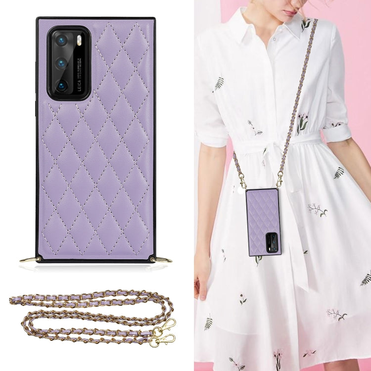 Elegant Rhombic Pattern Microfiber Leather +TPU Shockproof Case with Crossbody Strap Chain, For Huawei Mate 40 Pro, For Huawei Mate 20, For Huawei Mate 20 Lite, For Huawei Mate 20 Pro, For Huawei Mate 30, For Huawei P30 Pro, For Huawei P30 Lite        ...