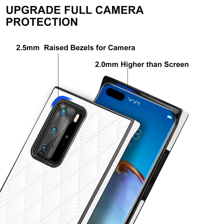 Elegant Rhombic Pattern Microfiber Leather +TPU Shockproof Case with Crossbody Strap Chain, For Huawei P40 Pro