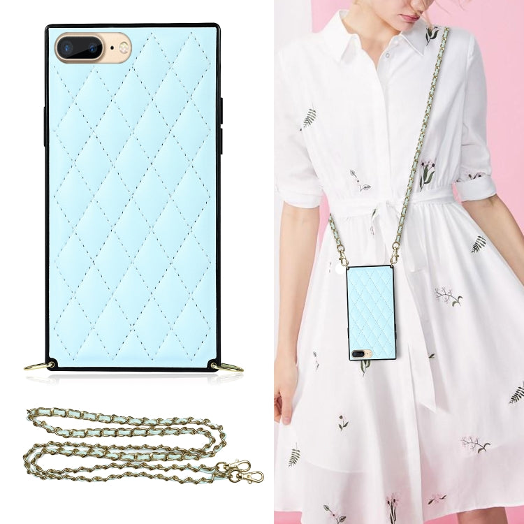 Elegant Rhombic Pattern Microfiber Leather +TPU Shockproof Case with Crossbody Strap Chain, For iPhone SE 2022 / SE 2020 / 8 / 7, For iPhone 8 Plus / 7 Plus, For iPhone X / XS, For iPhone XR, For iPhone XS Max, For iPhone 11, For iPhone 11 Pro         ...