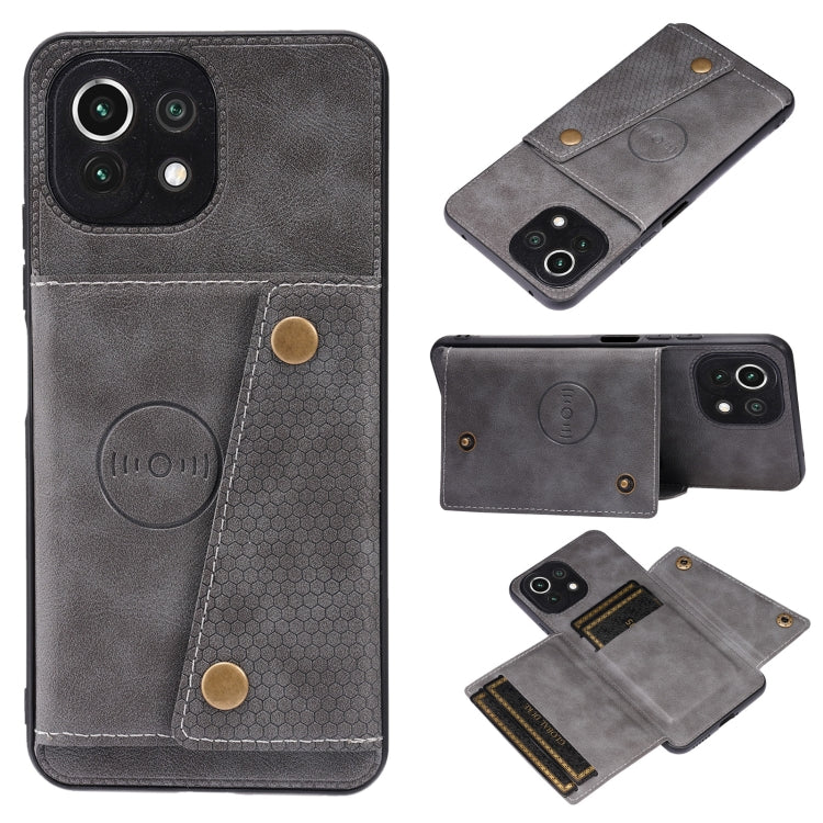 Double Buckle PU + TPU Shockproof Magnetic Protective Case with Card Slot & Holder, For Xiaomi Redmi Note 10 Pro Max, For Xiaomi Mi 11 Ultra, For Xiaomi Mi 11 Pro, For Xiaomi Mi 11 Lite