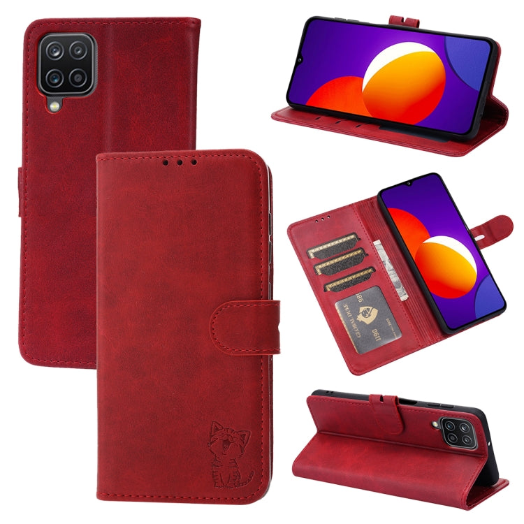 Embossed Happy Cat Pattern Horizontal Flip Leather Case with Holder & Card Slots & Wallet, For Samsung Galaxy S21 FE, For Samsung Galaxy A12, For Samsung Galaxy A22 4G, For Samsung Galaxy A22 5G EU Version, For Samsung Galaxy A32 4G                    ...