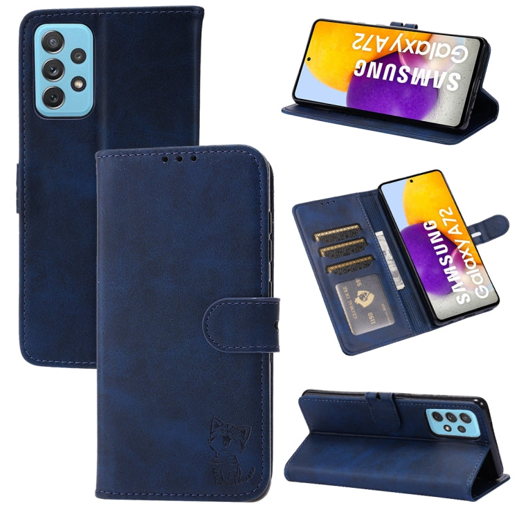 Embossed Happy Cat Pattern Horizontal Flip Leather Case with Holder & Card Slots & Wallet, For Samsung Galaxy S21 FE, For Samsung Galaxy A12, For Samsung Galaxy A22 4G, For Samsung Galaxy A22 5G EU Version, For Samsung Galaxy A32 4G                    ...