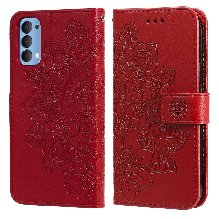 7-petal Flowers Embossing Pattern Horizontal Flip PU Leather Case with Holder & Card Slots & Wallet & Photo Frame, For OPPO A94 4G / F19 Pro / Reno5 F / Reno5 Lite, For OPPO A94 5G / F19 Pro+ / Reno5 Z 5G, For OPPO F17 Pro / A93 4G / Reno4 Lite        ...