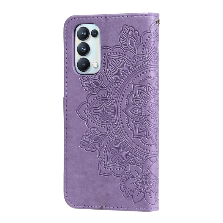 7-petal Flowers Embossing Pattern Horizontal Flip PU Leather Case with Holder & Card Slots & Wallet & Photo Frame, For OPPO Reno5 5G / 4G / Find X3 Lite, For OPPO Reno5 Pro+ / Find X3 Neo