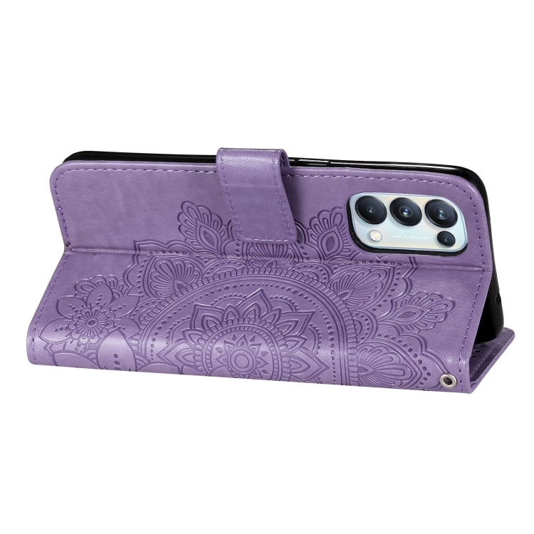 7-petal Flowers Embossing Pattern Horizontal Flip PU Leather Case with Holder & Card Slots & Wallet & Photo Frame, For OPPO Reno5 5G / 4G / Find X3 Lite, For OPPO Reno5 Pro+ / Find X3 Neo
