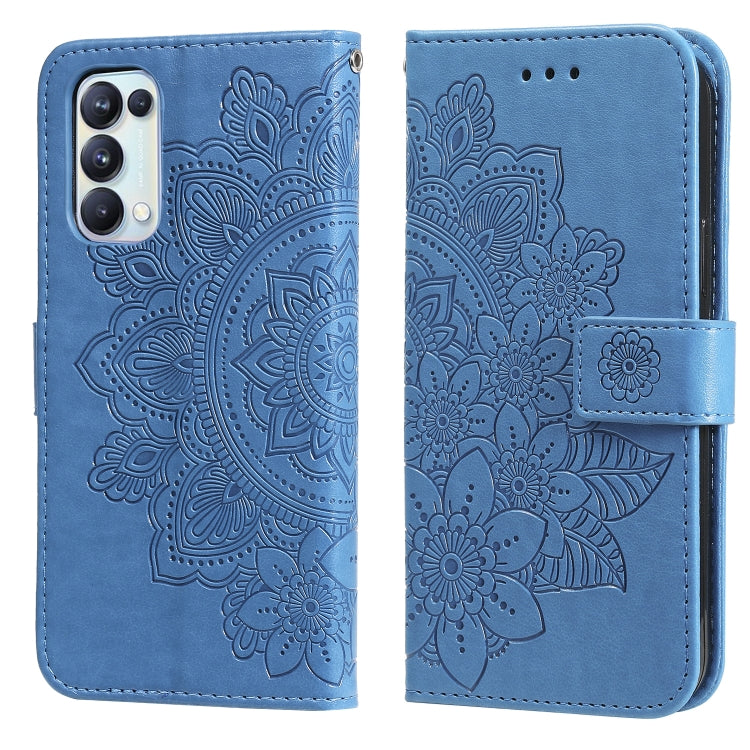 7-petal Flowers Embossing Pattern Horizontal Flip PU Leather Case with Holder & Card Slots & Wallet & Photo Frame, For OPPO Reno5 5G / 4G / Find X3 Lite, For OPPO Reno5 Pro+ / Find X3 Neo