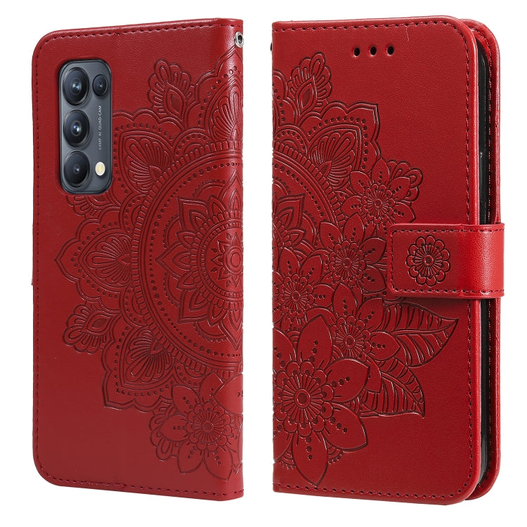 7-petal Flowers Embossing Pattern Horizontal Flip PU Leather Case with Holder & Card Slots & Wallet & Photo Frame, For OPPO Reno5 5G / 4G / Find X3 Lite, For OPPO Reno5 Pro+ / Find X3 Neo