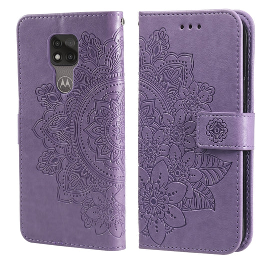 7-petal Flowers Embossing Pattern Horizontal Flip PU Leather Case with Holder & Card Slots & Wallet & Photo Frame, For Motorola Moto G Play 2021, For Motorola Moto G9 Play / E7 Plus, For Motorola Moto G100 / Edge S