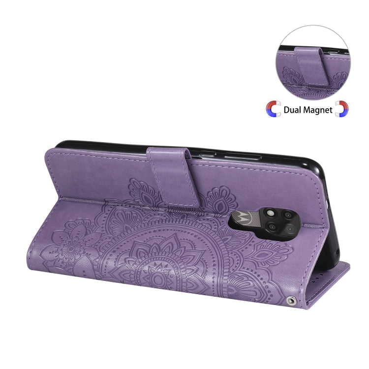 7-petal Flowers Embossing Pattern Horizontal Flip PU Leather Case with Holder & Card Slots & Wallet & Photo Frame, For Motorola Moto G Play 2021, For Motorola Moto G9 Play / E7 Plus, For Motorola Moto G100 / Edge S