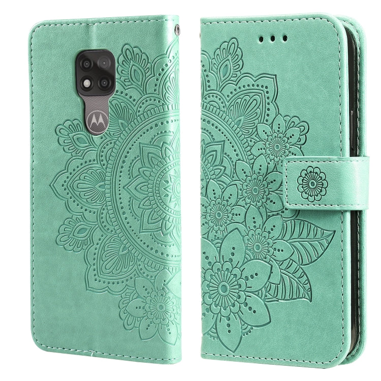 7-petal Flowers Embossing Pattern Horizontal Flip PU Leather Case with Holder & Card Slots & Wallet & Photo Frame, For Motorola Moto G Play 2021, For Motorola Moto G9 Play / E7 Plus, For Motorola Moto G100 / Edge S