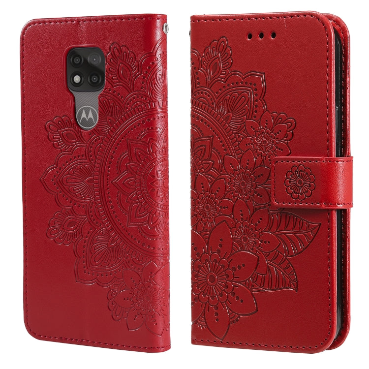 7-petal Flowers Embossing Pattern Horizontal Flip PU Leather Case with Holder & Card Slots & Wallet & Photo Frame, For Motorola Moto G Play 2021, For Motorola Moto G9 Play / E7 Plus, For Motorola Moto G100 / Edge S