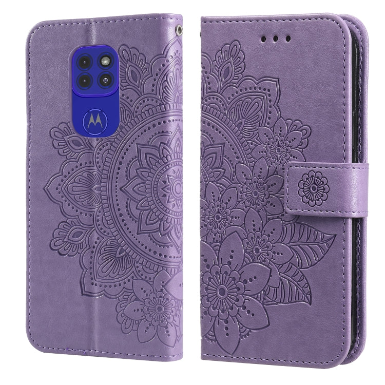 7-petal Flowers Embossing Pattern Horizontal Flip PU Leather Case with Holder & Card Slots & Wallet & Photo Frame, For Motorola Moto G Play 2021, For Motorola Moto G9 Play / E7 Plus, For Motorola Moto G100 / Edge S