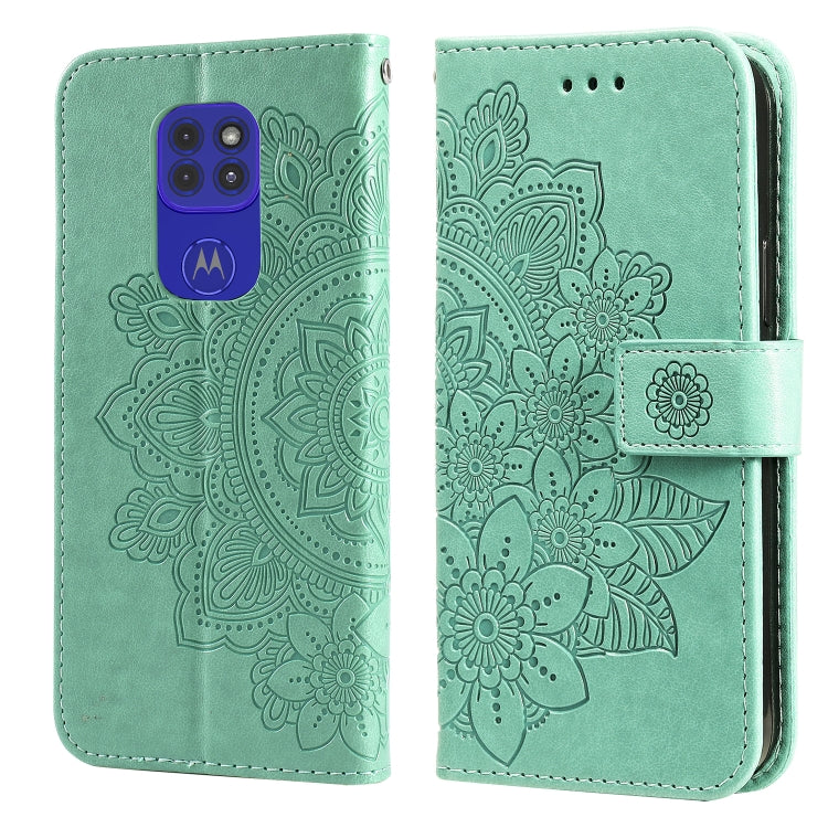 7-petal Flowers Embossing Pattern Horizontal Flip PU Leather Case with Holder & Card Slots & Wallet & Photo Frame, For Motorola Moto G Play 2021, For Motorola Moto G9 Play / E7 Plus, For Motorola Moto G100 / Edge S