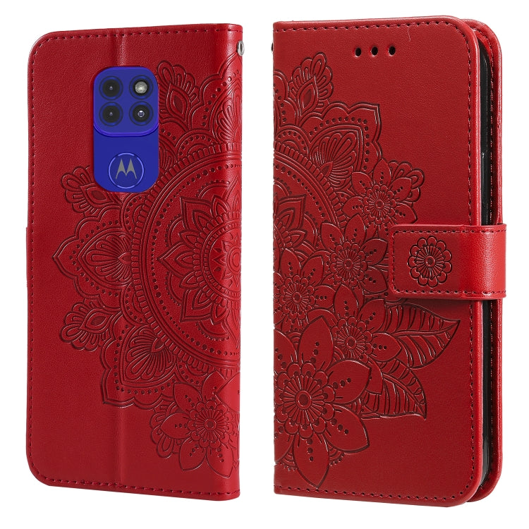 7-petal Flowers Embossing Pattern Horizontal Flip PU Leather Case with Holder & Card Slots & Wallet & Photo Frame, For Motorola Moto G Play 2021, For Motorola Moto G9 Play / E7 Plus, For Motorola Moto G100 / Edge S