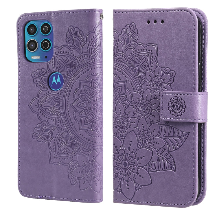 7-petal Flowers Embossing Pattern Horizontal Flip PU Leather Case with Holder & Card Slots & Wallet & Photo Frame, For Motorola Moto G Play 2021, For Motorola Moto G9 Play / E7 Plus, For Motorola Moto G100 / Edge S
