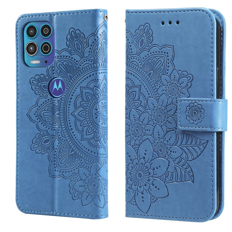 7-petal Flowers Embossing Pattern Horizontal Flip PU Leather Case with Holder & Card Slots & Wallet & Photo Frame, For Motorola Moto G Play 2021, For Motorola Moto G9 Play / E7 Plus, For Motorola Moto G100 / Edge S