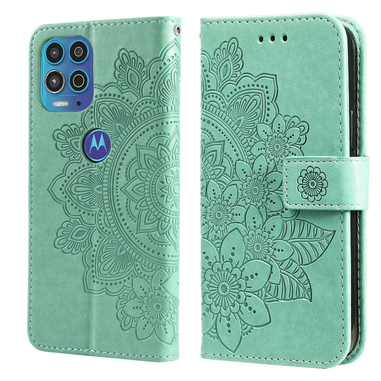 7-petal Flowers Embossing Pattern Horizontal Flip PU Leather Case with Holder & Card Slots & Wallet & Photo Frame, For Motorola Moto G Play 2021, For Motorola Moto G9 Play / E7 Plus, For Motorola Moto G100 / Edge S