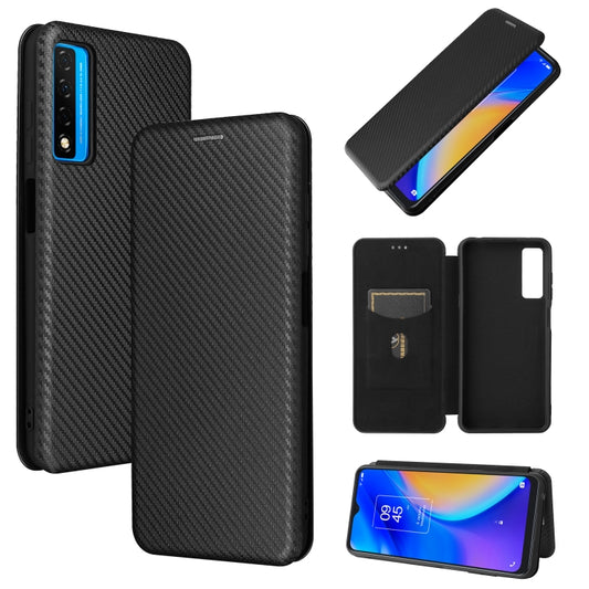 Carbon Fiber Texture Magnetic Horizontal Flip TPU + PC + PU Leather Case with Card Slot, For TCL 20S, For Asus Zenfone 8 / ZS590KS (8 Mini)