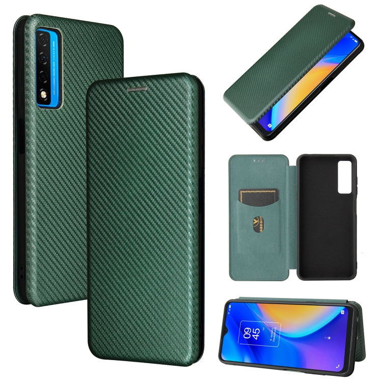 Carbon Fiber Texture Magnetic Horizontal Flip TPU + PC + PU Leather Case with Card Slot, For TCL 20S, For Asus Zenfone 8 / ZS590KS (8 Mini)