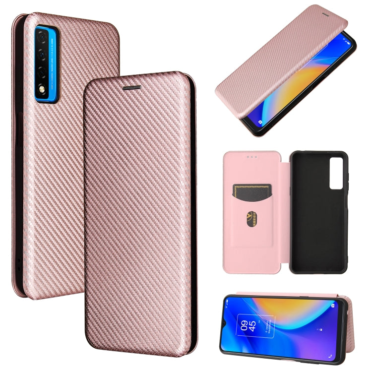 Carbon Fiber Texture Magnetic Horizontal Flip TPU + PC + PU Leather Case with Card Slot, For TCL 20S, For Asus Zenfone 8 / ZS590KS (8 Mini)
