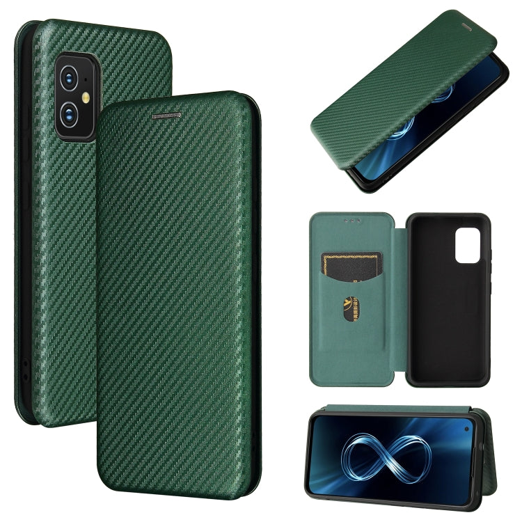 Carbon Fiber Texture Magnetic Horizontal Flip TPU + PC + PU Leather Case with Card Slot, For TCL 20S, For Asus Zenfone 8 / ZS590KS (8 Mini)